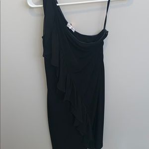 Beautiful black one shoulder ruffle cocktail dress